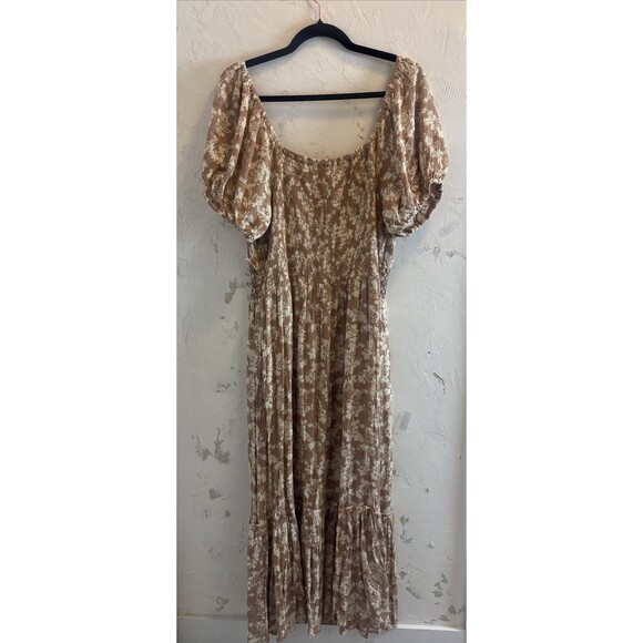 Black Tape 1X Romantic Cottagecore Floral Maxi Dress Smocked Waist Prairie Style - Picture 2 of 7